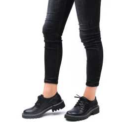 Derbys Tamaris 23742 Black Leather