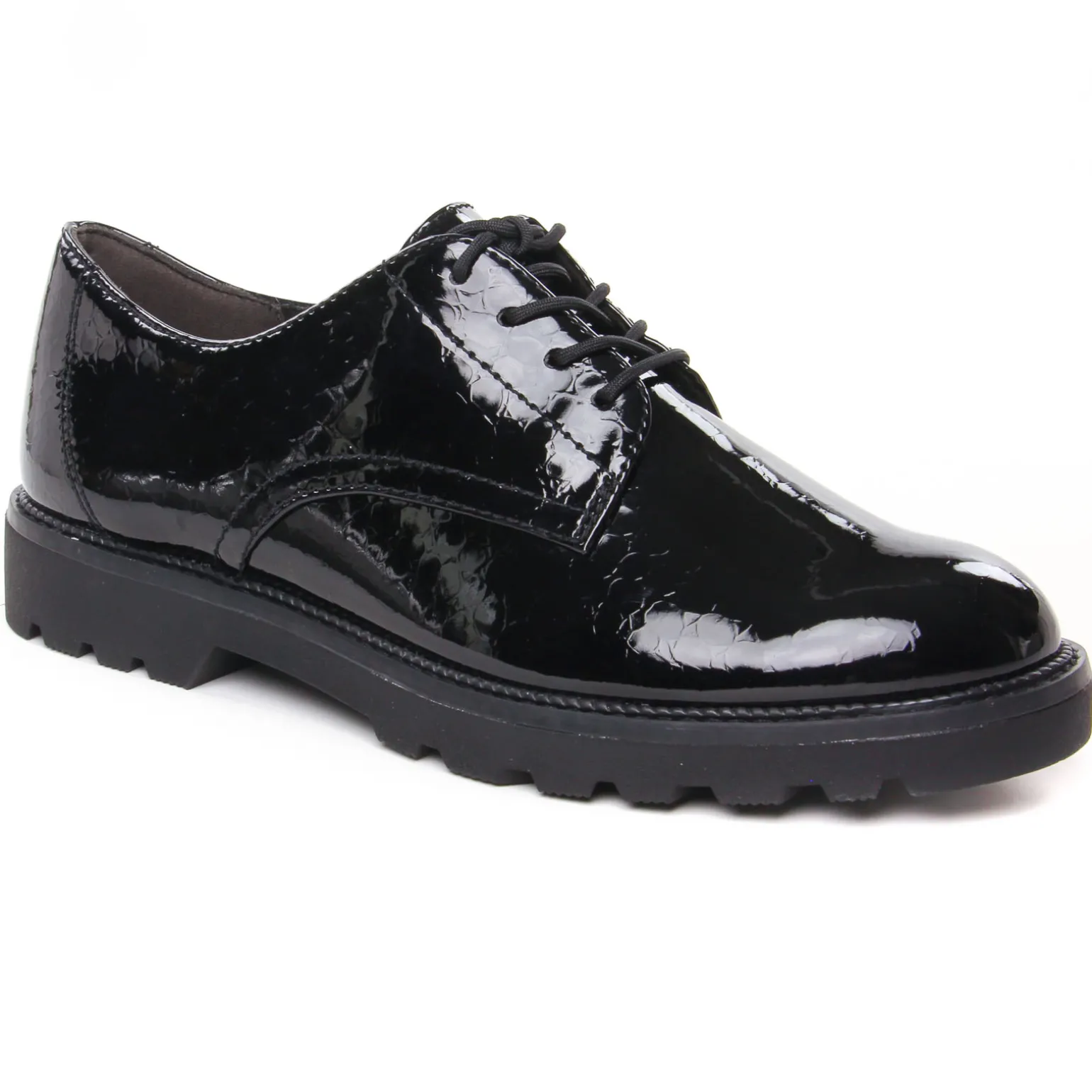 Derbys Tamaris 23605 Blk Patent Str