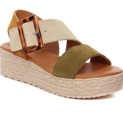 Espadrilles Compensées Eva Frutos 718 Militaire Beige