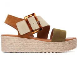 Espadrilles Compensées Eva Frutos 718 Militaire Beige