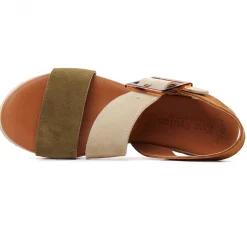 Espadrilles Compensées Eva Frutos 718 Militaire Beige