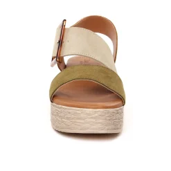 Espadrilles Compensées Eva Frutos 718 Militaire Beige