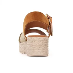 Espadrilles Compensées Eva Frutos 718 Militaire Beige