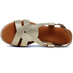 Espadrilles Compensées Eva Frutos 3708 Or Cuerda