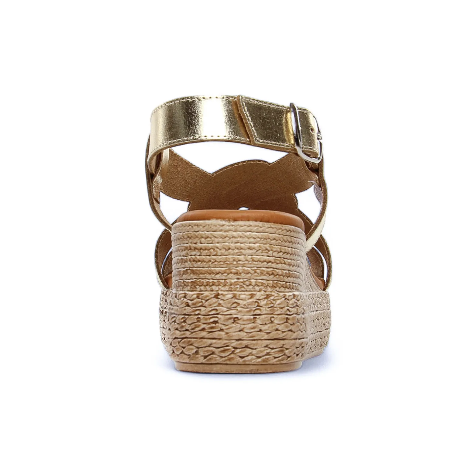 Espadrilles Compensées Eva Frutos 3708 Or Cuerda