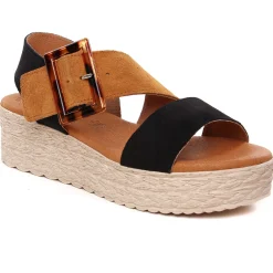 Espadrilles Compensées Eva Frutos 718 Noir Cuero