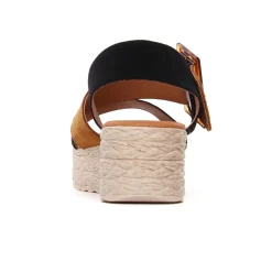 Espadrilles Compensées Eva Frutos 718 Noir Cuero