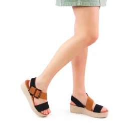 Espadrilles Compensées Eva Frutos 718 Noir Cuero