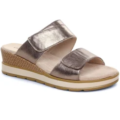 Mules Compensées Caprice 27250 Taupe Metallic