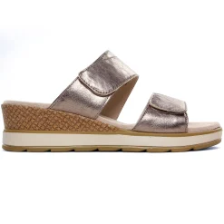 Mules Compensées Caprice 27250 Taupe Metallic