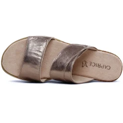 Mules Compensées Caprice 27250 Taupe Metallic