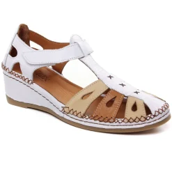 Nu-Pieds Compensés Altex Sylvette Blanc Brun