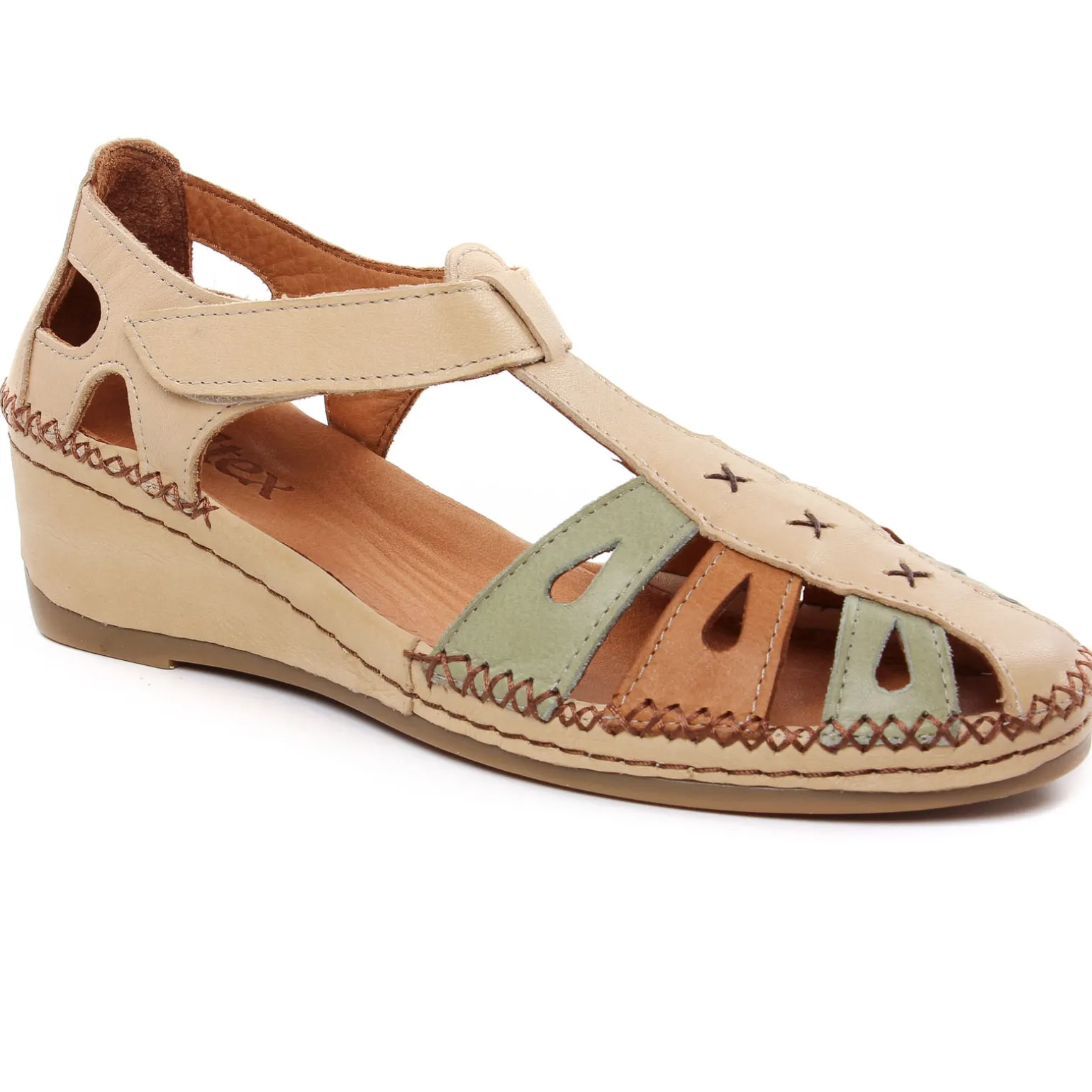 Nu-Pieds Compensés Altex Sylvette Brun Kaki