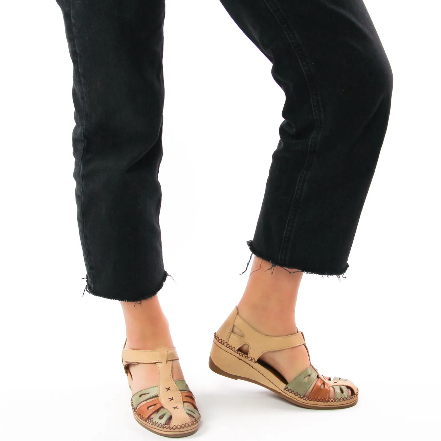 Nu-Pieds Compensés Altex Sylvette Brun Kaki