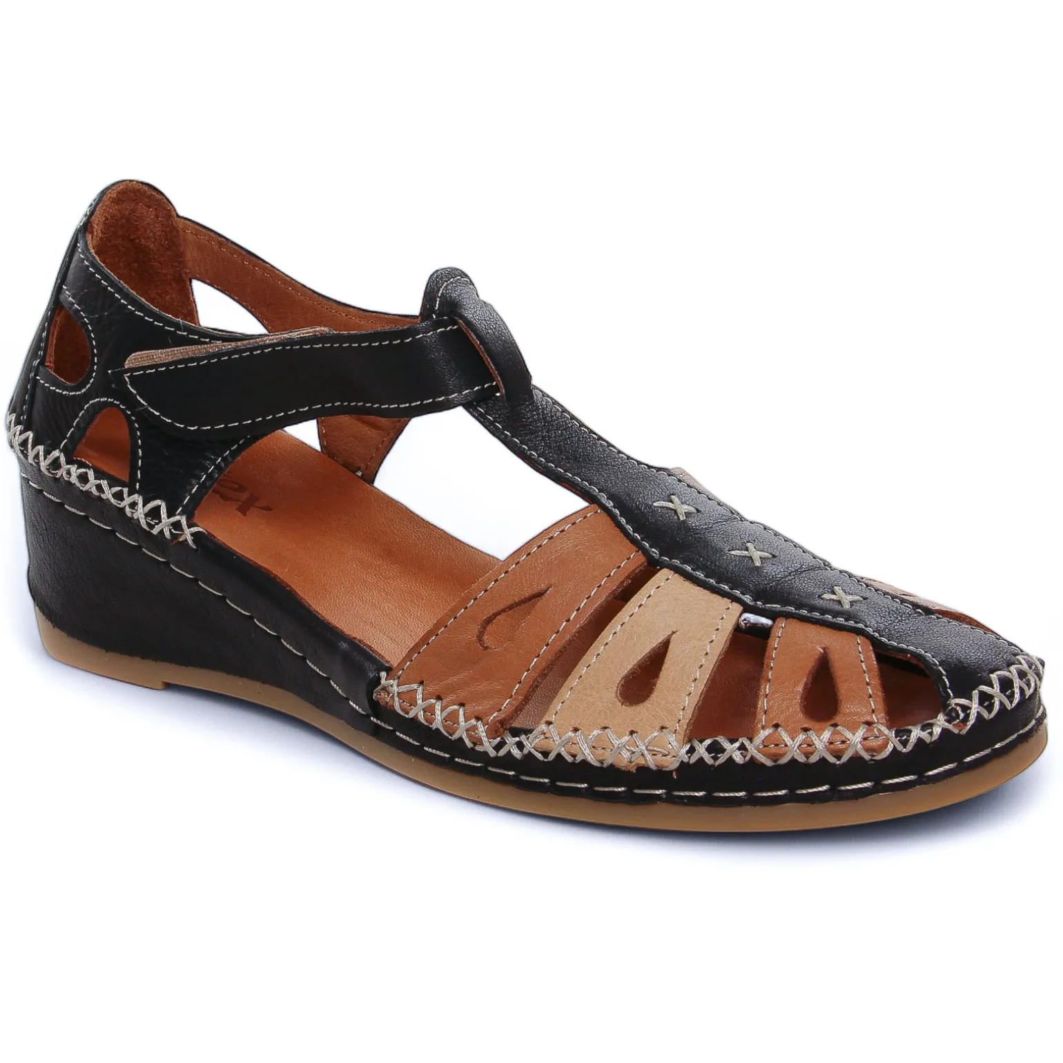 Nu-Pieds Compensés Altex Sylvette Noir Tan