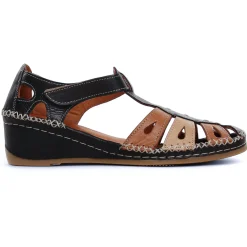 Nu-Pieds Compensés Altex Sylvette Noir Tan