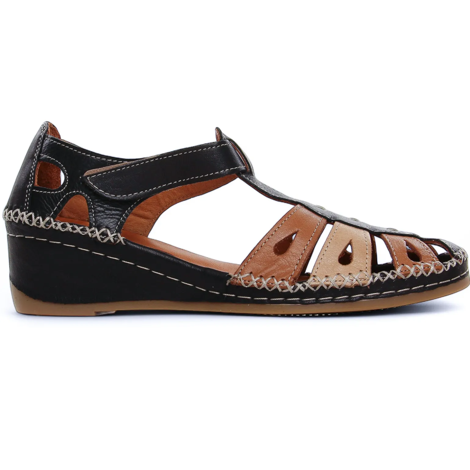 Nu-Pieds Compensés Altex Sylvette Noir Tan