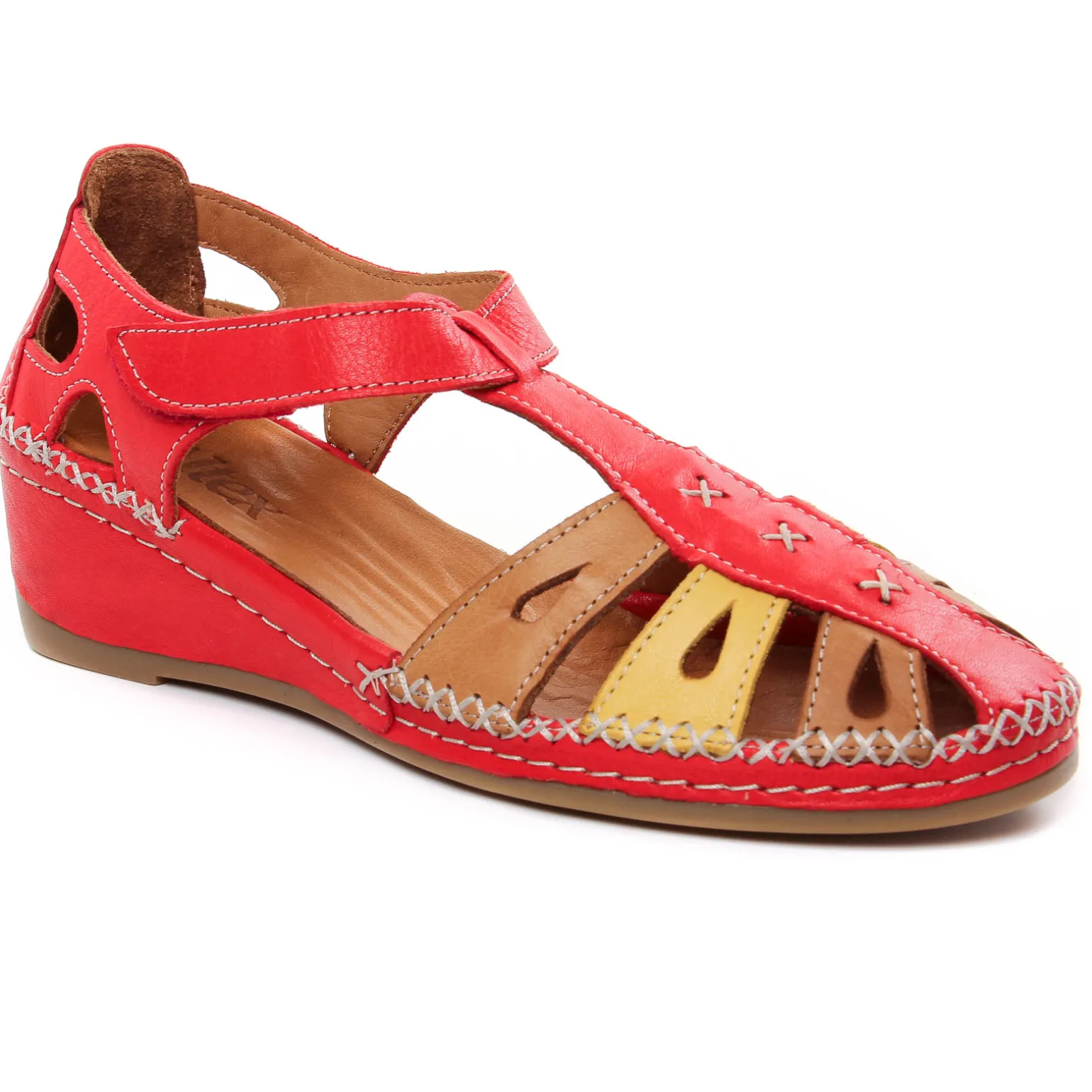 Nu-Pieds Compensés Altex Sylvette Rouge Tan