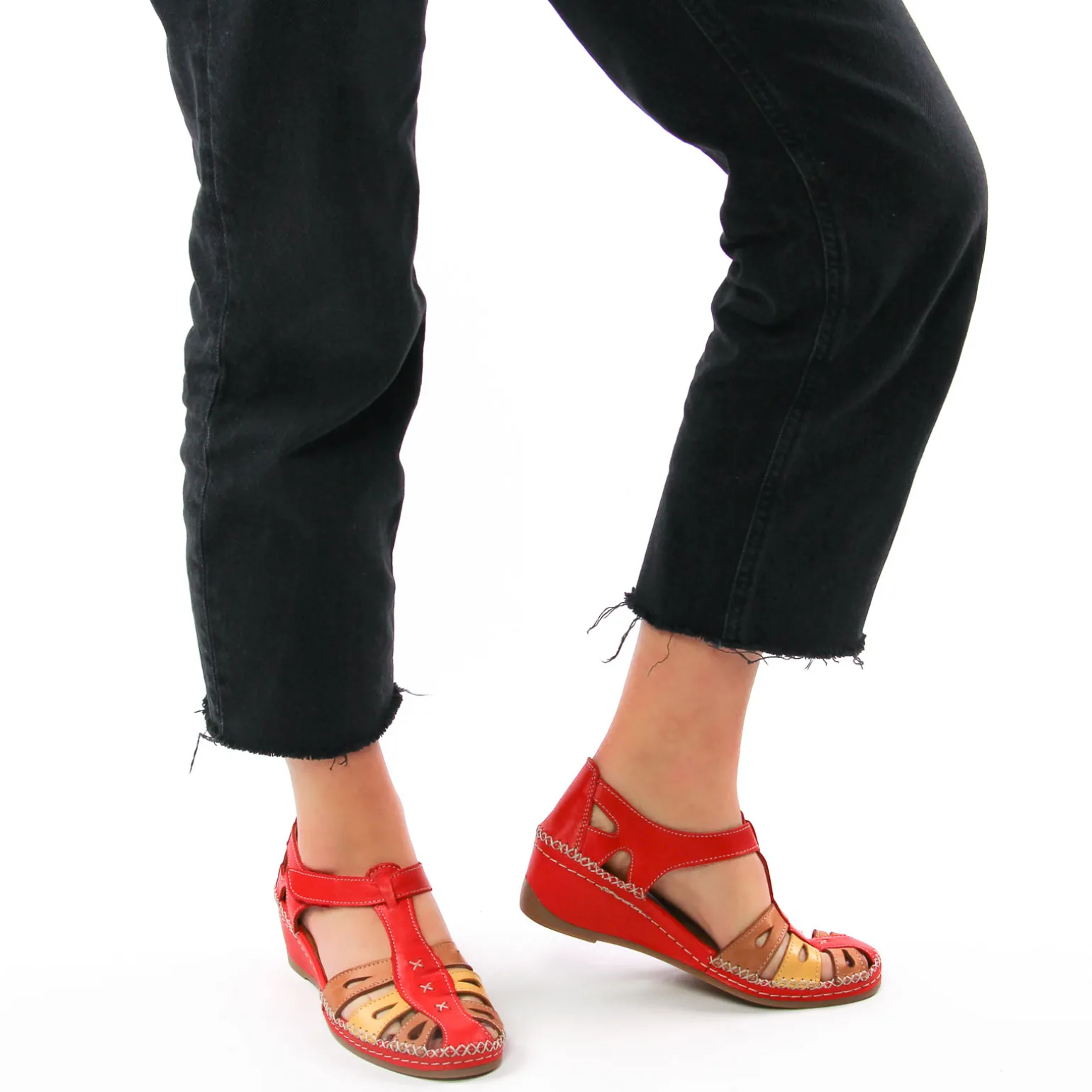 Nu-Pieds Compensés Altex Sylvette Rouge Tan