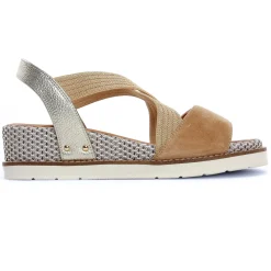 Nu-Pieds Compensés Fugitive Biscui Velour Tan