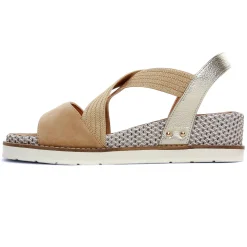 Nu-Pieds Compensés Fugitive Biscui Velour Tan