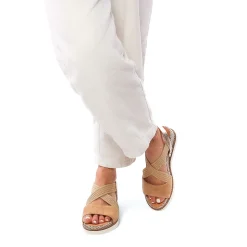 Nu-Pieds Compensés Fugitive Biscui Velour Tan