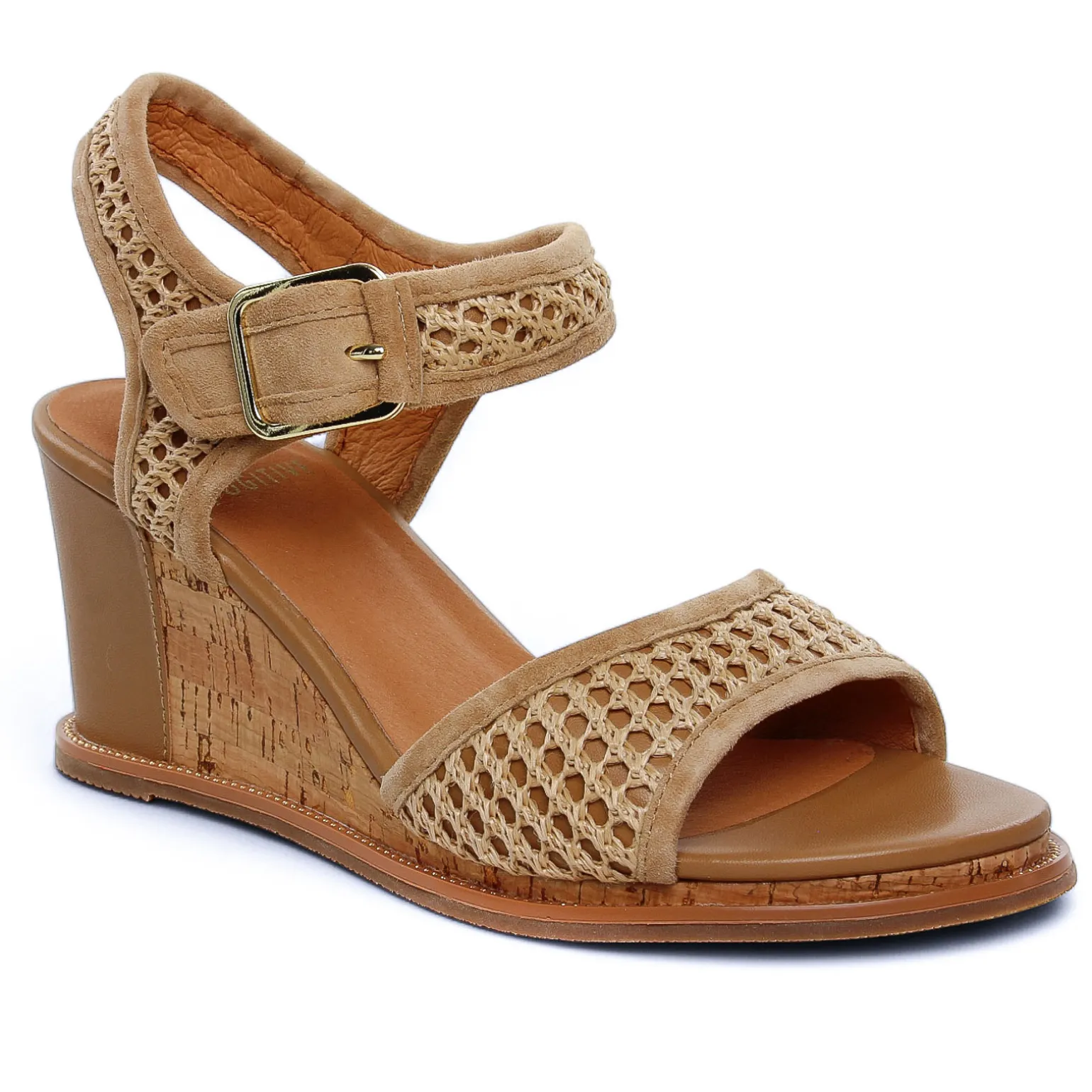 Nu-Pieds Compensés Fugitive Iroko Velour Tan