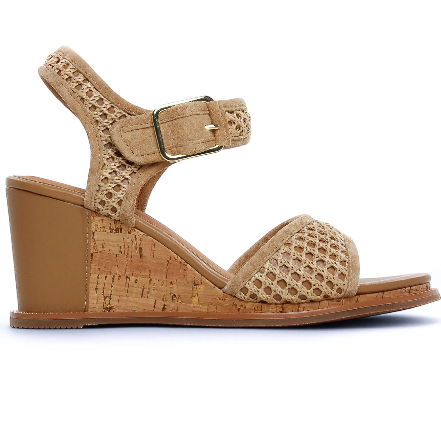 Nu-Pieds Compensés Fugitive Iroko Velour Tan