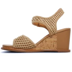 Nu-Pieds Compensés Fugitive Iroko Velour Tan