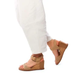 Nu-Pieds Compensés Fugitive Iroko Velour Tan