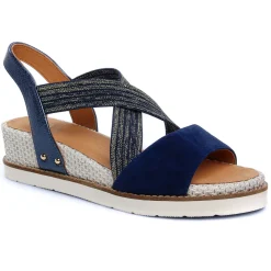 Nu-Pieds Compensés Fugitive Biscui Velours Navy