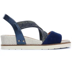 Nu-Pieds Compensés Fugitive Biscui Velours Navy