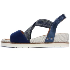 Nu-Pieds Compensés Fugitive Biscui Velours Navy