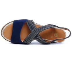 Nu-Pieds Compensés Fugitive Biscui Velours Navy