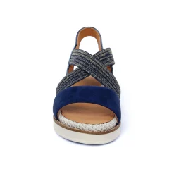 Nu-Pieds Compensés Fugitive Biscui Velours Navy