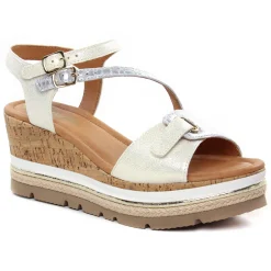 Nu-Pieds Compensés Mamzelle Patou Argent Ecru