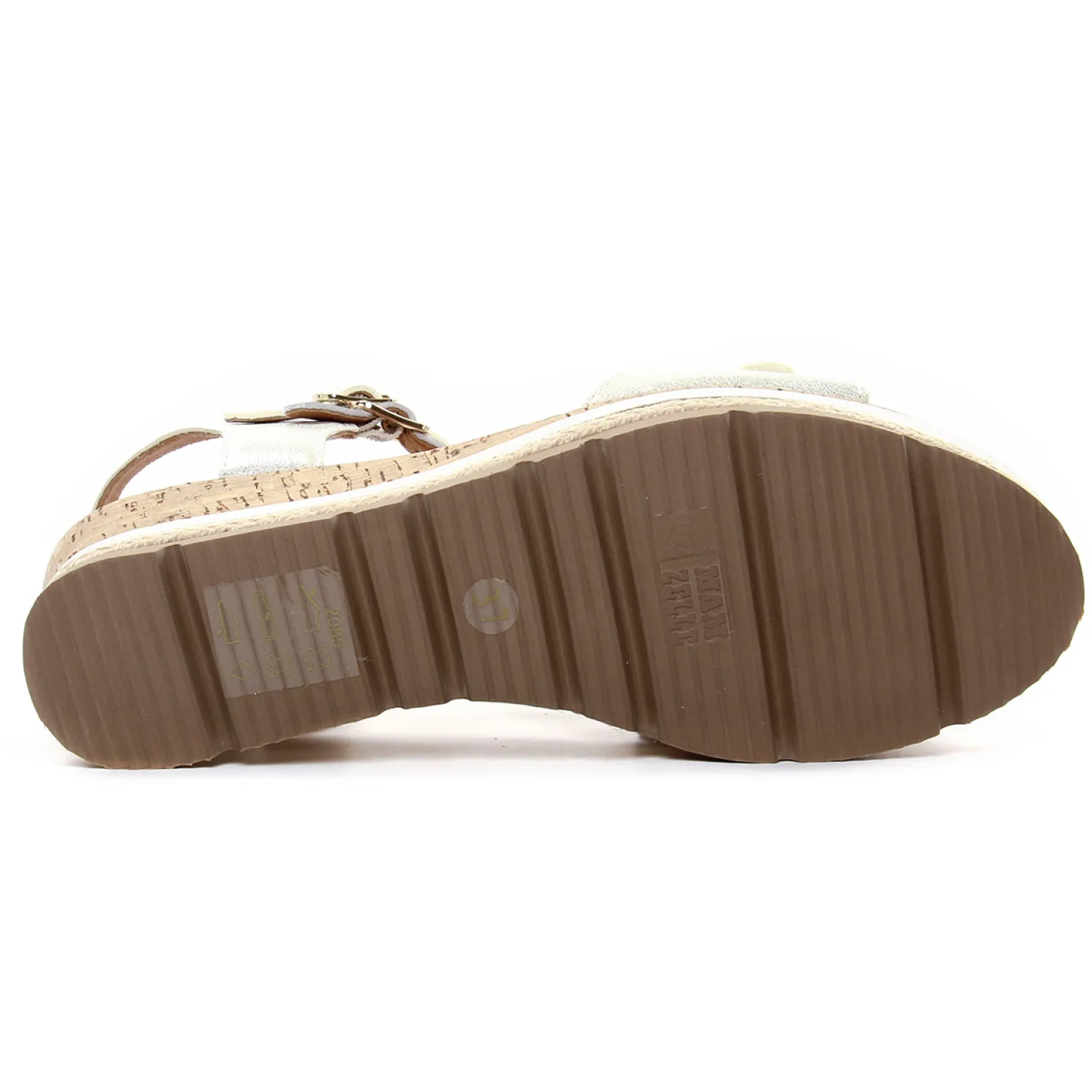 Nu-Pieds Compensés Mamzelle Patou Argent Ecru