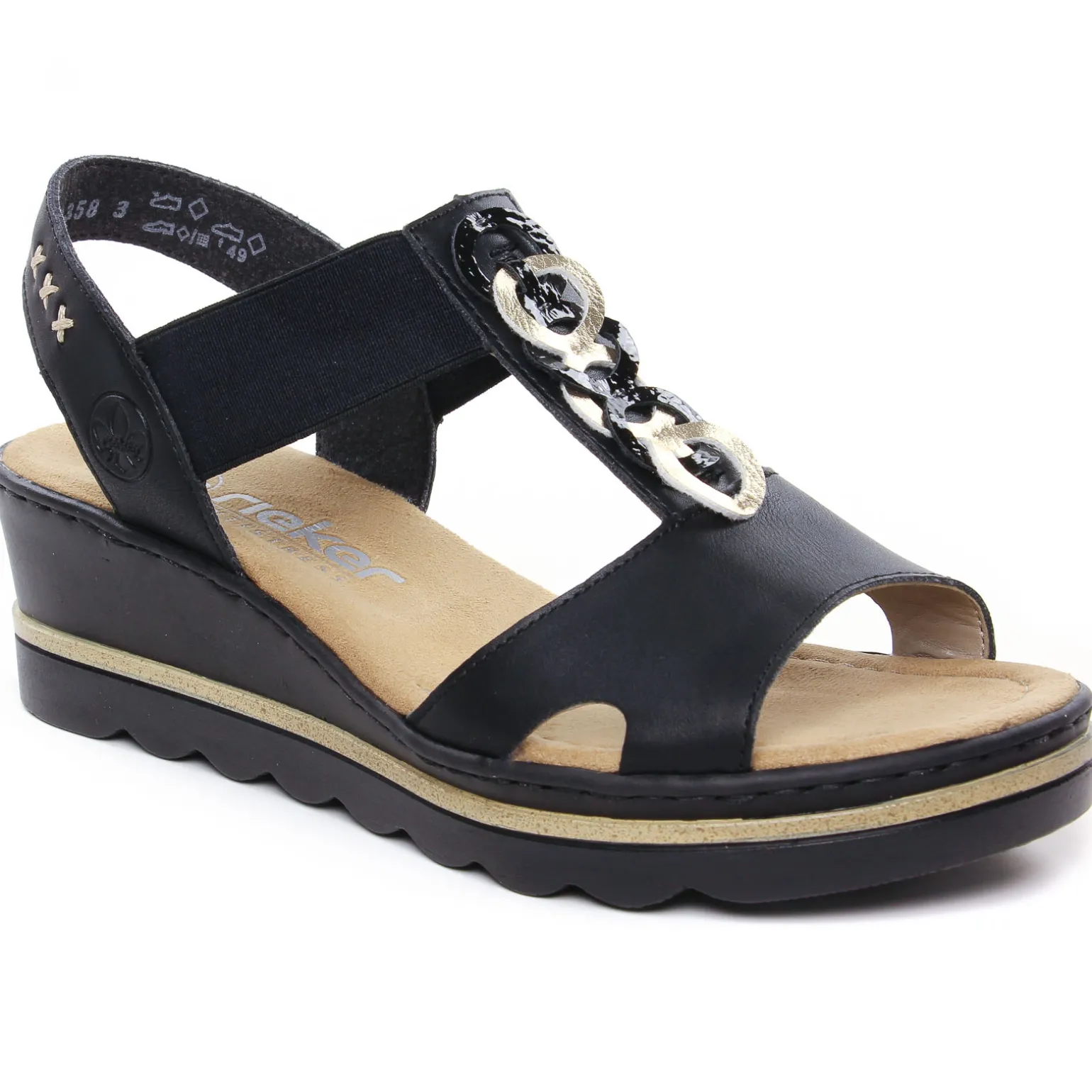 Nu-Pieds Compensés Rieker 67498-00 Black Lightgold