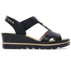 Nu-Pieds Compensés Rieker 67498-00 Black Lightgold