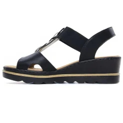 Nu-Pieds Compensés Rieker 67498-00 Black Lightgold