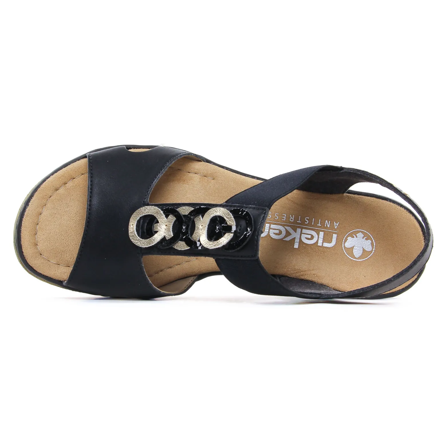 Nu-Pieds Compensés Rieker 67498-00 Black Lightgold