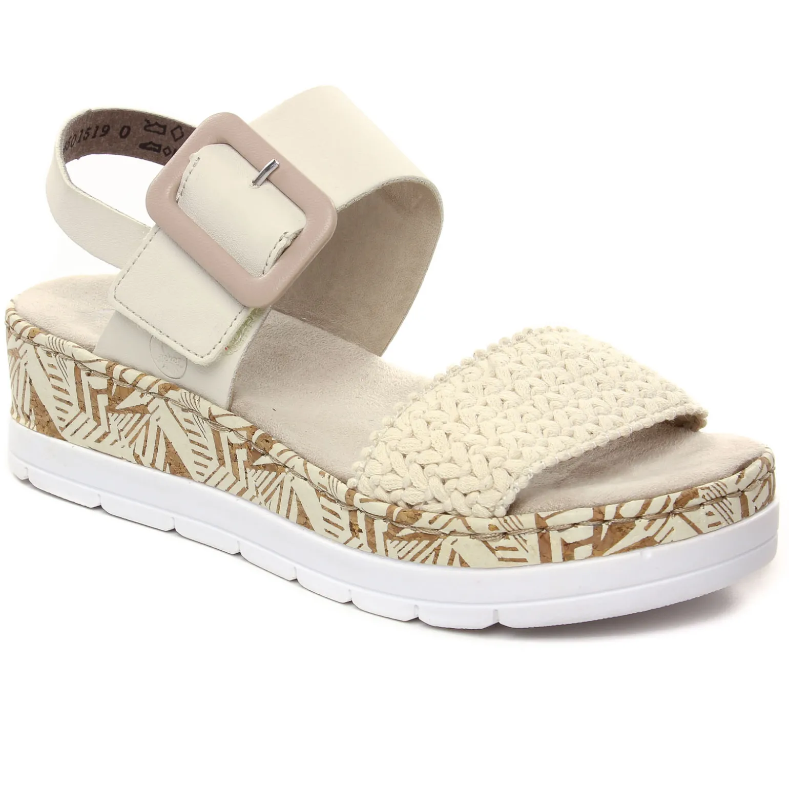 Nu-Pieds Compensés Rieker V3950-61 Creme Porcelaine