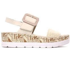 Nu-Pieds Compensés Rieker V3950-61 Creme Porcelaine