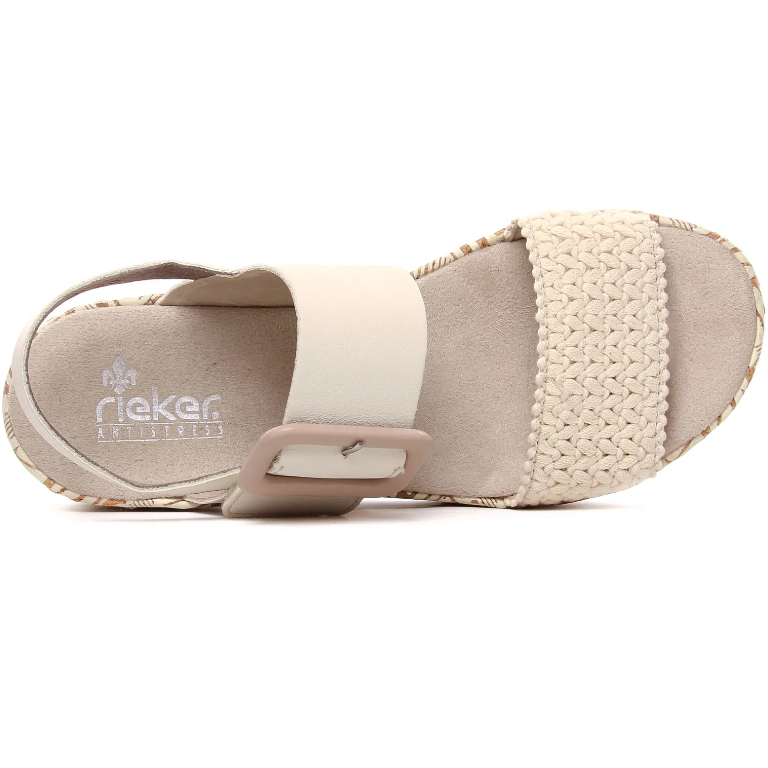 Nu-Pieds Compensés Rieker V3950-61 Creme Porcelaine