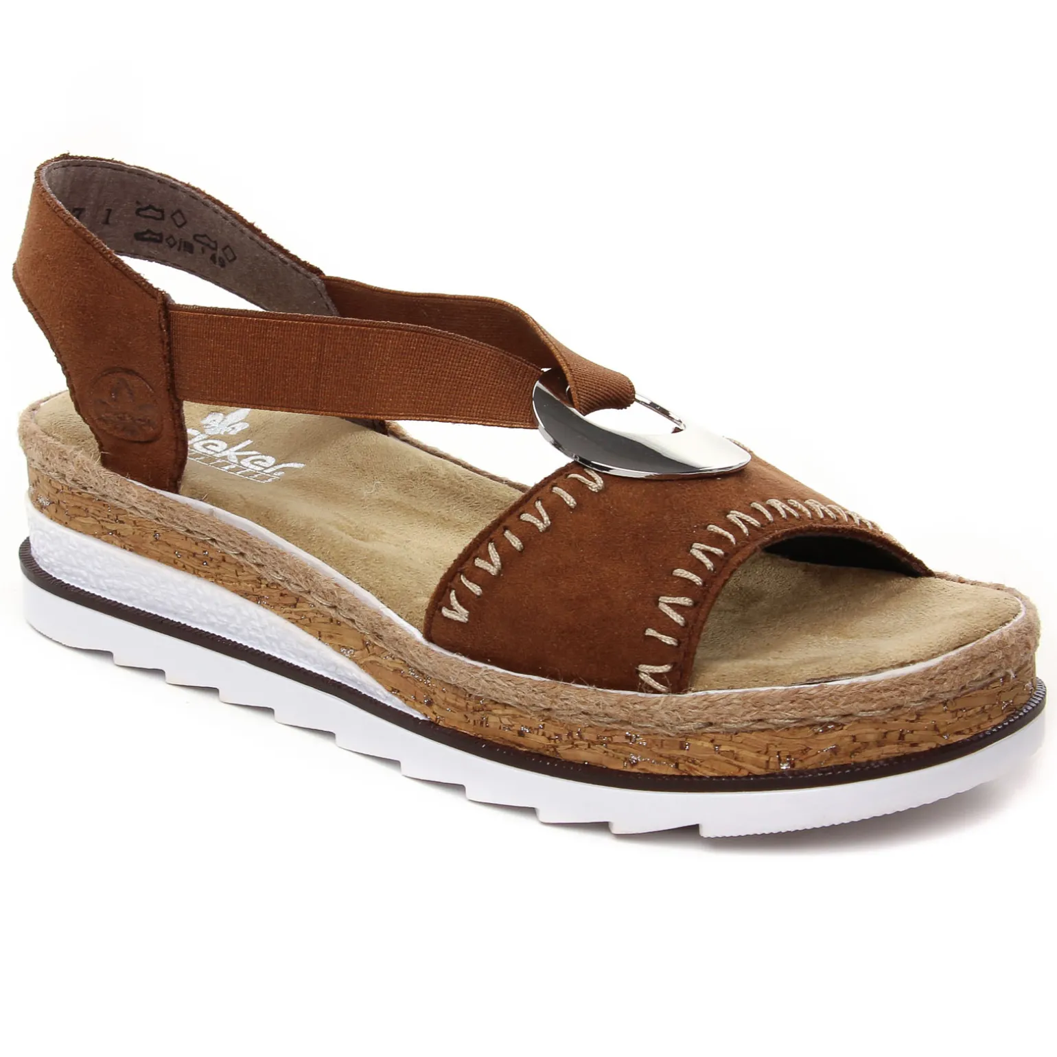 Nu-Pieds Compensés Rieker V79Q0-24 Noisette