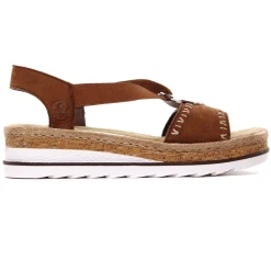 Nu-Pieds Compensés Rieker V79Q0-24 Noisette