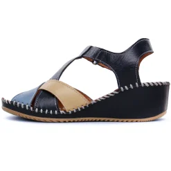 Nu-Pieds Compensés Scarlatine Ikebana Marine