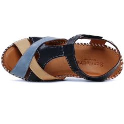 Nu-Pieds Compensés Scarlatine Ikebana Marine