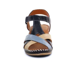 Nu-Pieds Compensés Scarlatine Ikebana Marine