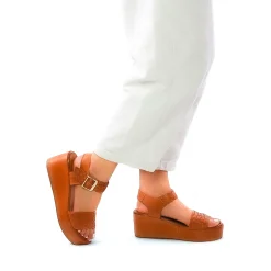 Nu-Pieds Compensés Scarlatine Facing Camel